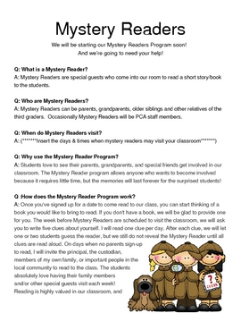 Preview of Mystery Readers Q&A and Sign Up Sheet