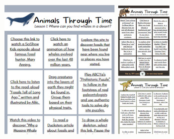 Preview of Mystery Science Animals Through Time Unit 3rd Grade Digital Choice Board Bundle