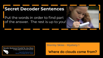 Preview of Mystery Science Decoder Sentences:  Grade 3 - Stormy Skies Mystery 1