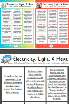 Preview of Mystery Science Electricity, Light, & Heat 4th Grade Digital Choice Board Bundle