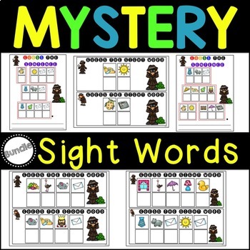 Preview of Mystery Sight Word Game for Work Stations BUNDLE