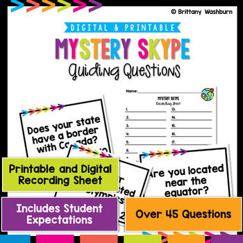 Preview of Mystery Skype Kit with Questions, Recording Sheet, and Behavior Expectations