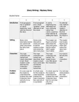 Preview of Mystery Story Writing: Rubric!