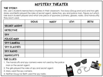 mystery theme logic puzzles by teacher gems teachers pay teachers