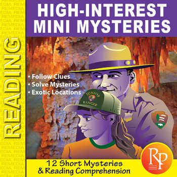 Preview of 12 SHORT MYSTERY STORIES & READING COMPREHENSION ACTIVITIES: Follow Clues  Lvl 2
