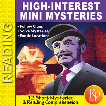 Preview of 12 SHORT MYSTERY STORIES & READING COMPREHENSION ACTIVITIES: Follow Clues Lvl 3