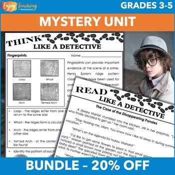 Preview of Mystery Genre Study Unit - Read, Write & Think Like a Detective Activities