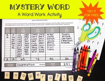 Preview of Mystery Word - A Word Work Activity - FREEBIE