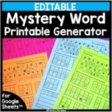 Mystery Word Practice Editable: Spelling Words Sight Words