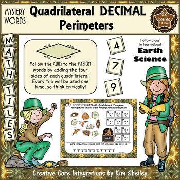 Preview of Mystery Word Quadrilateral DECIMAL Perimeters