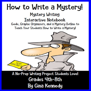 Preview of Mystery Writing, "How to Write a Mystery" Interactive Notebook, Student Guide