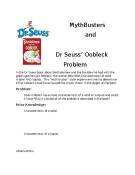 Preview of Myth Buster and Dr. Seuss' Oobleck