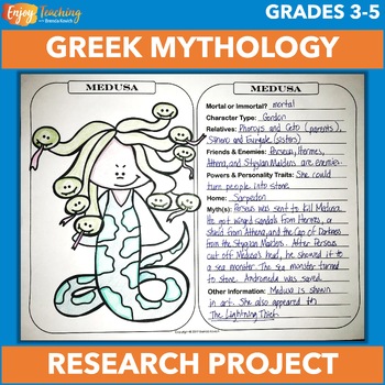 Preview of Greek Mythology Research Activities - 33 Characters and Mythical Creatures