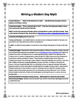 Myth Writing Lesson for Middle School by HappyEdugator | TpT