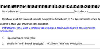 Preview of Myth busters Generic Worksheet in Espanol
