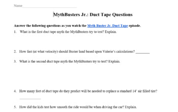 Preview of MythBusters Jr. Duct Tape Special Video Questions