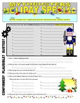 Preview of Mythbusters : Christmas Holiday Special (science video worksheet / STEM)