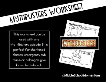 MythBusters Worksheet (Generic for Any Episode) by Middle School Momentum