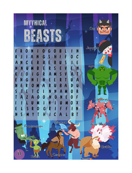 Preview of Mythical Beasts - Word Search Puzzles