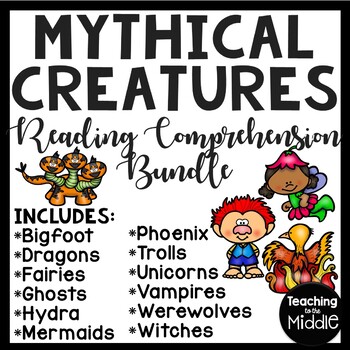 Preview of Mythical Creatures Informational Text Reading Comprehension Bundle Folklore