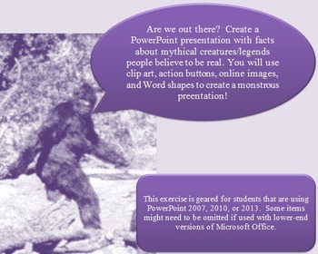Preview of Mythical creature/legends PowerPoint research project lesson handouts