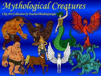 Preview of Mythological Creatures Clip Art Collection- Blackline and Color-Commercial Use