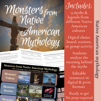 Preview of Mythology Choice Board/Stations/Groupwork: Monster Myths of the Native Americans