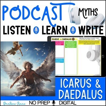 Preview of Mythology Icarus & Daedalus Podcast Listening & Writing Activities