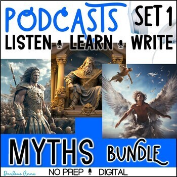 Preview of Mythology Podcast Bundle Set 1 Listening & Writing No Prep Activities