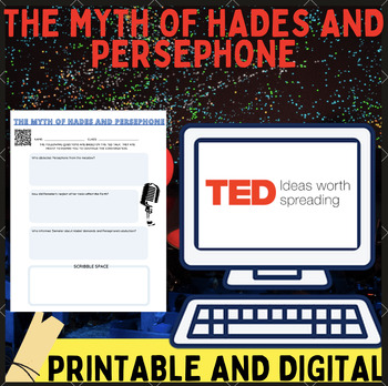 Preview of Mythology TED-Ed Talk, "The myth of Hades and Persephone" Worksheet