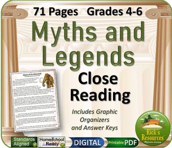 Preview of Myths and Legends Close Reading Comprehension - Print and Digital Resources