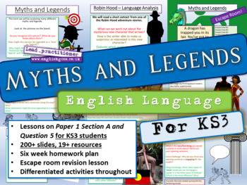 Preview of Myths and Legends Grade 6, 7, 8 Complete Unit