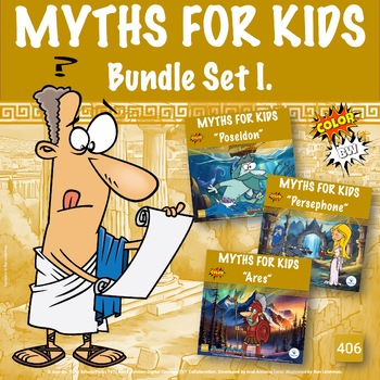 Preview of Myths for Kids. Bundle Set I (Poseidon, Persephone, Ares)