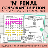 N Final Consonant Deletion Minimal Pairs Homework | Speech
