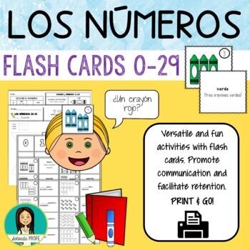 Preview of Números, Colores y Útiles - Spanish Numbers, Colors, School Supplies Flash Cards