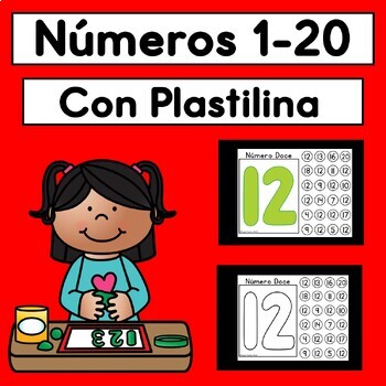 Preview of Números Con Plastilina | Spanish Numbers 1-20 Dough Mats