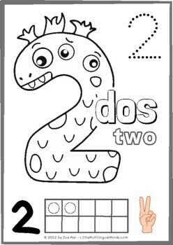 Números - Spanish Numbers 1 to 10 Monsters Coloring Worksheets | TpT