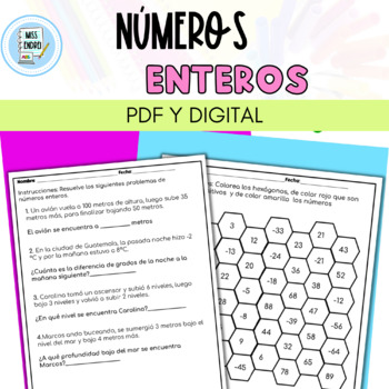 Preview of Números enteros PDF y Digital / Integers numbers