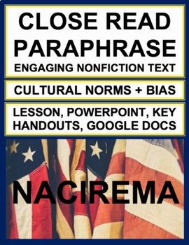Preview of NACIREMA | How to Paraphrase & Close Reading Comprehension | Printable & Digital