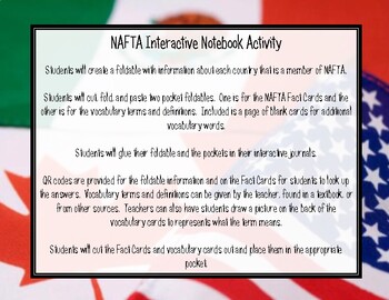 Preview of NAFTA Interactive Notebook Activity with QR Codes