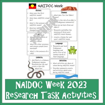Preview of NAIDOC Week 2023 Research Task Activities