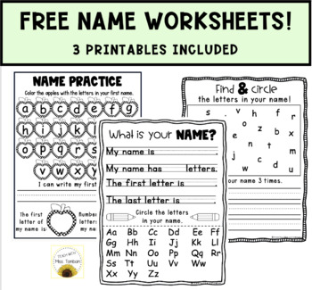 Preview of NAME WRITING WORKSHEETS- Morning Work - Homework - Letter / Name Practice