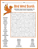 NAMES OF BIRDS Word Search Puzzle Worksheet Activity - Orn