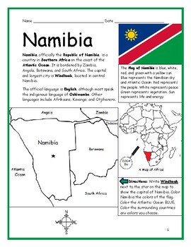 namibia introductory geography worksheet by interactive printables