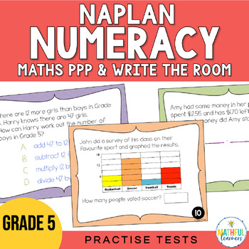 Preview of NAPLAN Maths Numeracy Practice Tests Grade 5 - Powerpoint & PDF