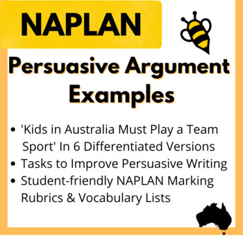 Preview of NAPLAN Persuasive Argument Examples with Tasks & Rubrics #1