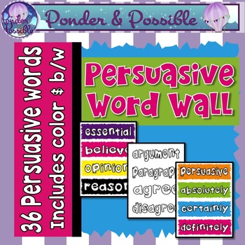 Preview of Persuasive Writing Word Wall