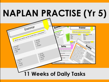 Preview of NAPLAN Practise - 11 weeks of daily tasks (Grade 5)