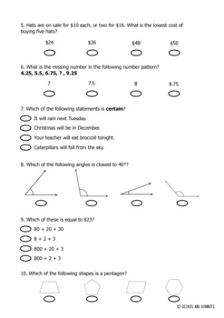 digital and printable naplan style mini tests year 5 numeracy