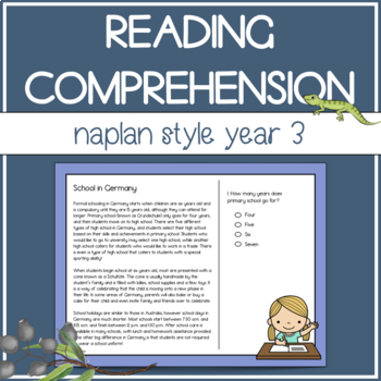 Preview of NAPLAN Style Reading Comprehension Slideshow for Year 3 Practice